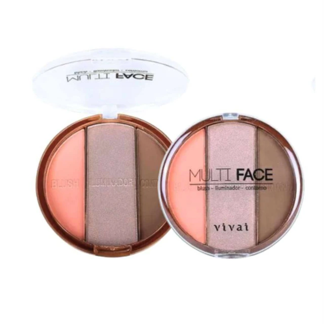 Paleta Multi Face Vivai 3 em 1 Blush, Contorno e Iluminador
